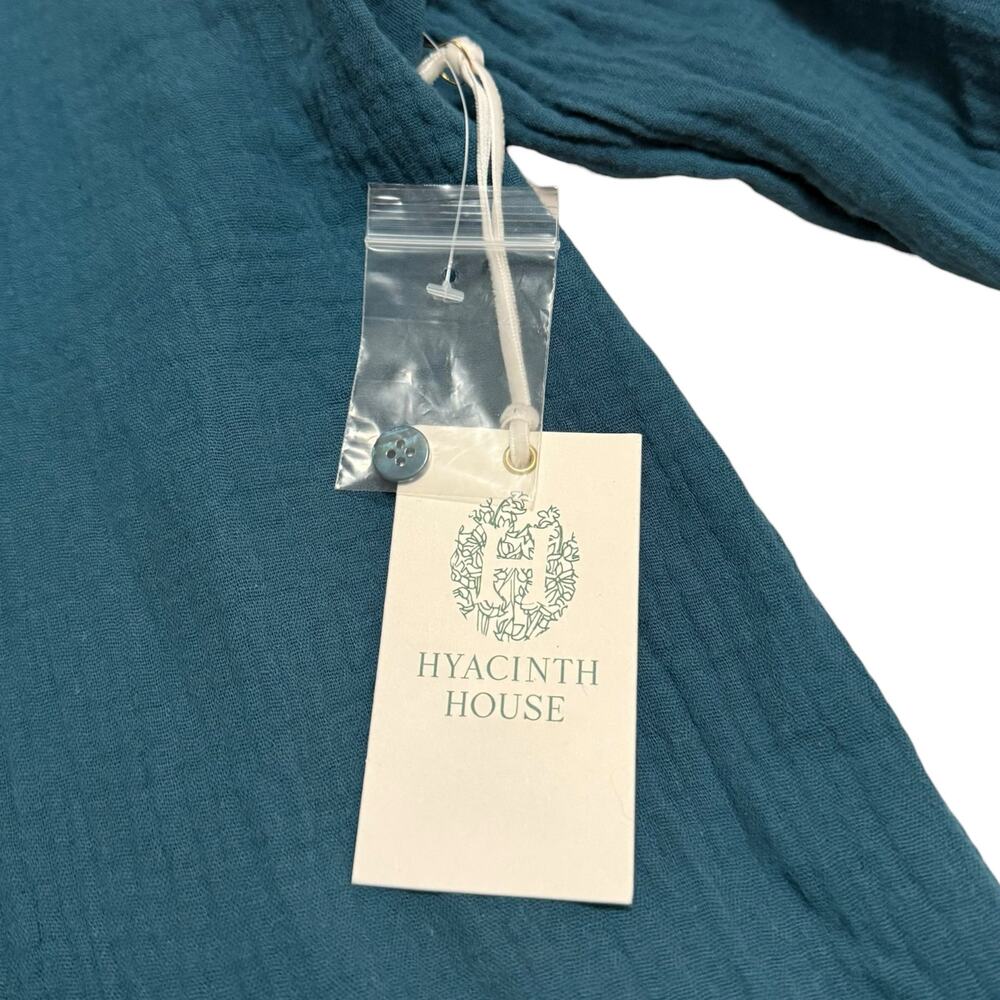 NEW Hyacinth House Tuckernuck Teal Eyelet Tatum Blouse Lace Trim Ruffle Large - Picture 5 of 14